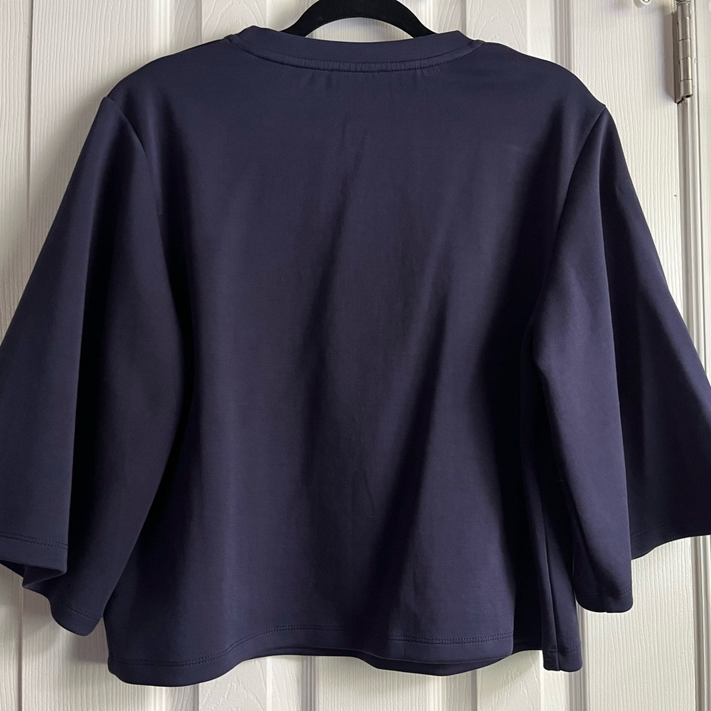 P Cill Navy Scuba Knit Charlotte Top Lula Side Stripe Wide Leg Pants Set XS - Picture 7 of 10